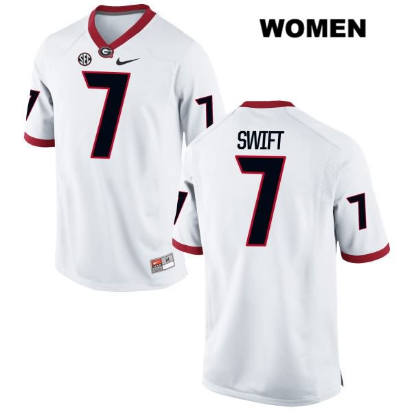 Georgia Bulldogs Women's DAndre Swift #7 NCAA Authentic White Nike Stitched College Football Jersey GMZ1756ZT